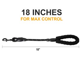 JuWow 18 Inch Strong Dog Leash with Comfortable Padded Handle and Highly Reflective Threads for Medium Large Heavy Duty Dog Leads, Easy Control with Short Dog Leash for Training Walking Running