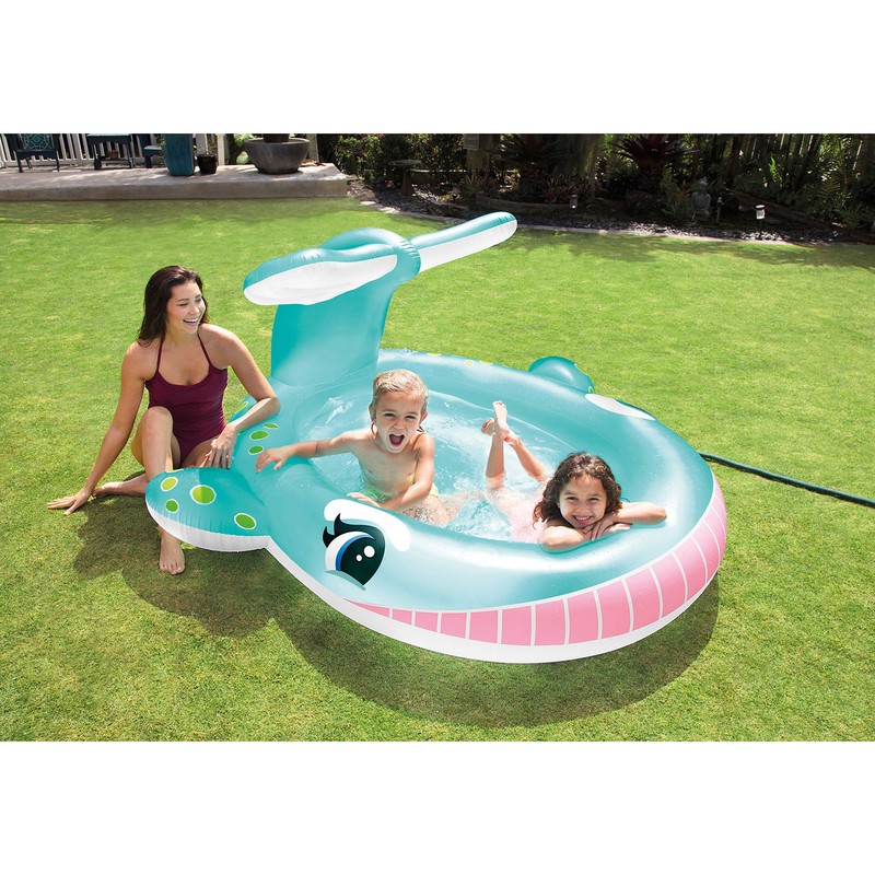 Intex 57440EP Inflatable Whale Spray Kiddie Pool for Kids 2+,