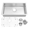 MILOSEN Undermount Kitchen Sink, 27''×16''×7'' Stainless Steel Kitchen Sink, Single