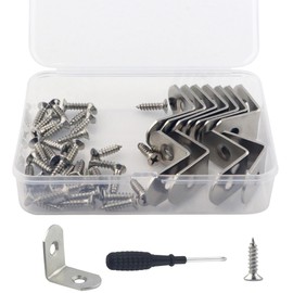ONLISUM L Bracket Corner Braces, 22 Pcs Stainless Steel L Shaped 90 Degree Right Angle Connector Bracket, Corner Bracket for Shelves Wood Furniture Cabinet Chair Drawer with 44 Pcs Screws(25x25x16mm)