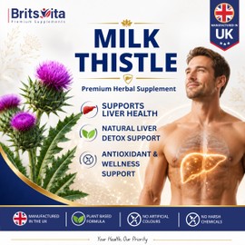 Brits Vita Milk Thistle 180 Vegan Tablets 80% Silymarin UK Made