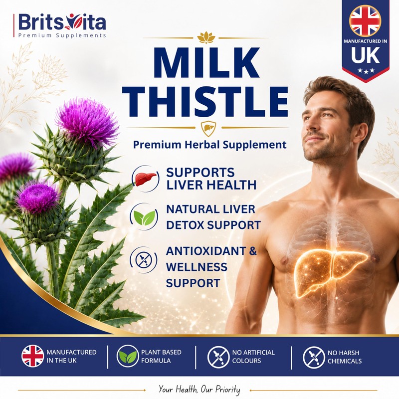 Brits Vita Milk Thistle 180 Vegan Tablets 80% Silymarin UK