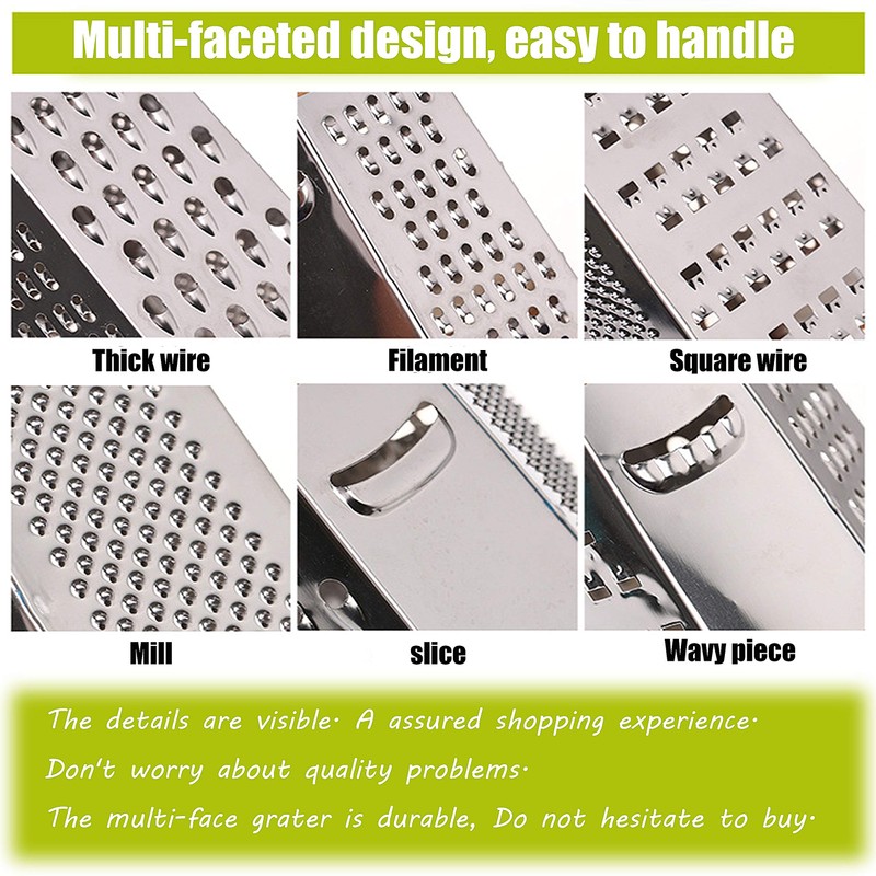 Square Grater Vegetable Slicer Stainless Steel 6 Grating Surfaces Multi