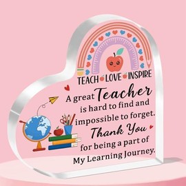 WTOPP Gifts For Teachers,Teacher Appreciation Acrylic Plaque Gifts, End of Year Thank You Gift From Students,Graduation Teacher Gifts Ideas, Thankful Quotes Keepsake, Paperweight, Retirement