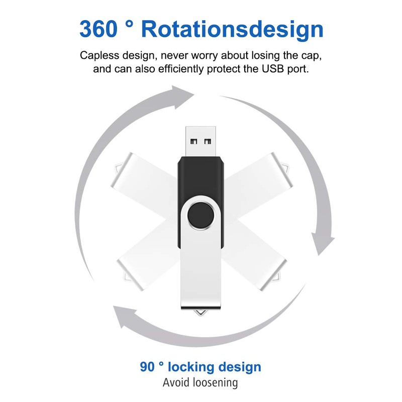 Fesaymi 2 GB USB Flash Drive, Multicoloured, 360° Rotation, Hi-Speed