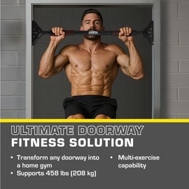 Power Press Door Pull Up Bar - Door Frame Pull Up Bar Doorway - Strength Training Pull-Up Bars - Adjustable Portable Exercise Bars for Home Workouts - Doorway Pullup Dead Hang