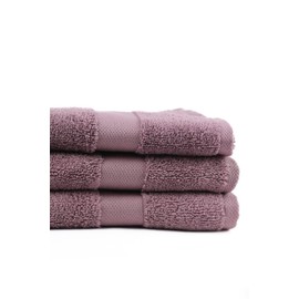 Taka Fabrics 3 Pieces Wave Collection Ultra Soft and Highly Absorbent 100% Turkish Cotton Towels Bath, Hand, Kicthen Facecloth Sauna Pool Guest Towels Sets (80x50cm-3 Pieces, Purple)