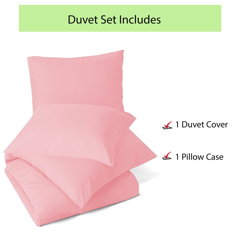 Apex Furnishings Single Duvet Cover Set Blush Pink, Brushed Microfibre