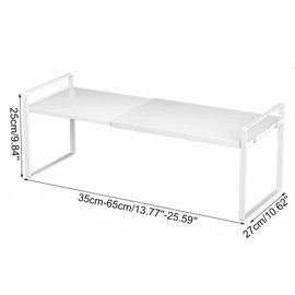 LIYIVNAA Expandable Cabinet Shelf Organizer Adjustable Storage Rack Stackable Metal Home Organization for Kitchen Pantry Spice Cupboard Under Sink Countertop - White, 1 Pack