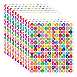 1680 Pcs 10 Sheets Colorful Alphabet Letter Stickers, 0.5in Vinyl Self-Adhesive Number Alphabet Stickers for Arts Crafts, Decals for Sign, Notebook, Collage Album, Scrapbooking Journal Notebook