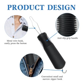 LANAFAY Button Hook Helper, Button Hook and Zipper Pull Helper, Zip Puller & Button Hook Disability Aid, One Handed Button Fastener Aids, Easy Grip Zipper Pull Assist Tool for Seniors and Disabilities