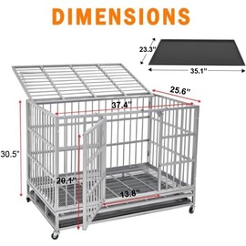 BOLDBONE 48/42/38 inch Heavy Duty Indestructible and Escape-Proof Dog Crate Cage Kennel for Large Dogs, High Anxiety Dog Crate with Removable Wire Trays and Wheels, Extra Large XL XXL