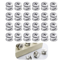 Shinsilur 24 Pcs Furniture Connecter Cam Lock Fittings,Silver Furniture Cam Lock Nut for Office Setups Cabinet Drawer Dresser Wardrobe Furniture Panel Connecting（11.6mm*16mm）