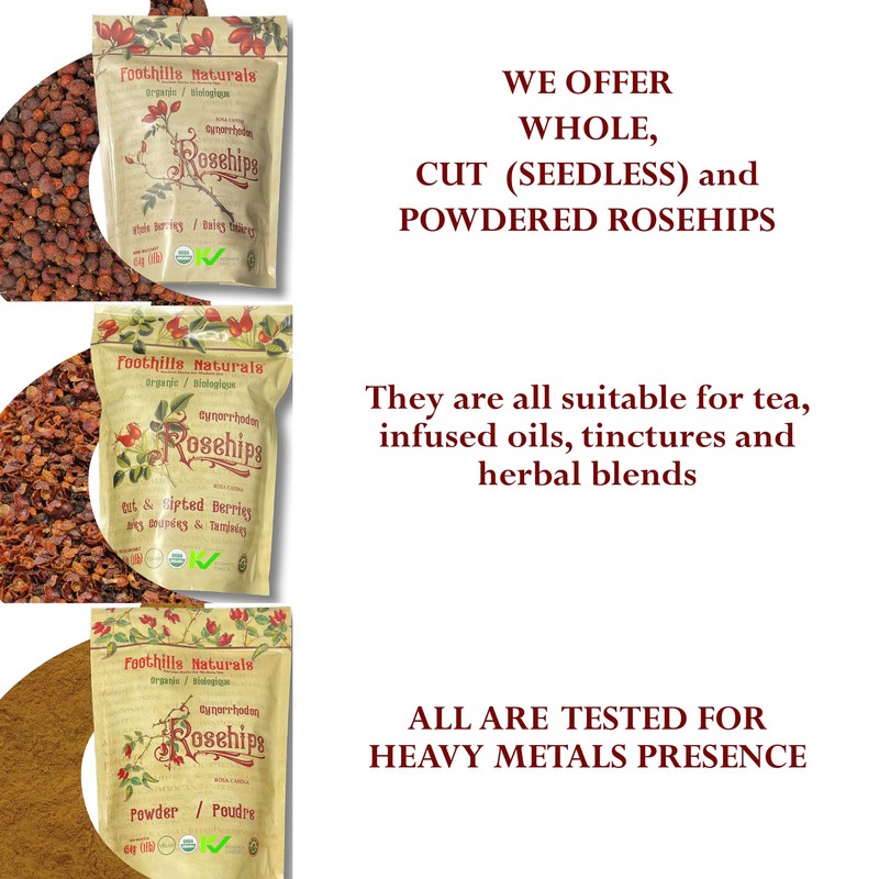 Foothills Naturals Rosehips Organic Whole Dried - 1 Pound (454