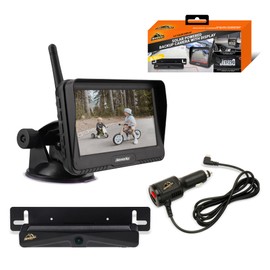 Armor All USB Solar Powered Backup Camera with 4.3” LCD Display, Wireless Easy Install Design Attaches to License Plate Frame, DC Powered Display with Suction Mount & Parking Aid Adjustable Guidelines
