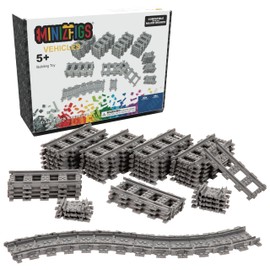 Minizfigs Train Track Plates and Wheels Set 120 Pcs STEM Construction Educational Bulk Bricks Blocks for Kids 3 and Up 100% Compatible with All Major Brands