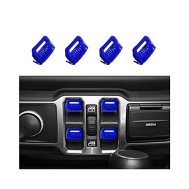 4PCS Upgraded Window Switch Button Cover Compatible with Jeep Wrangler JL JLU Gladiator JT 2018-2024 (Blue-1)