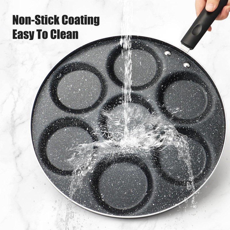 Goldmeet 7-Cup Egg Pancake Pan, Nonstick Breakfast Omelet Skillet, Aluminium