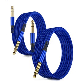 RUXELY 6.35 mm TRS Guitar Cable, 6 m, 2 Pieces, 1/4 Inch Plug Stereo Instrument Cable, 6.3 E Guitar Jack Cable, Balanced Audio Cable for Guitar, Basses, Keyboards, Amp, Speaker
