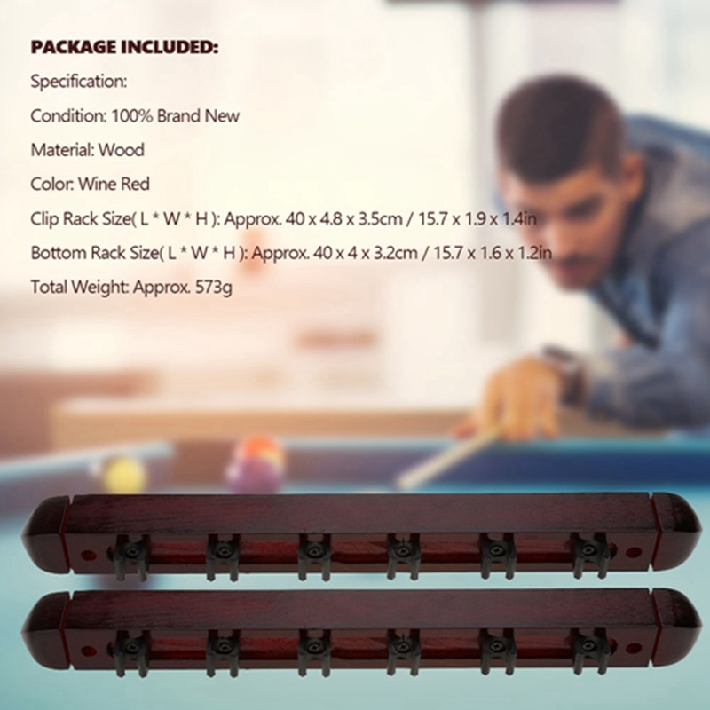 Wooden Billiard Pool Cue Rack Wall Mounted Rack Stick Holder