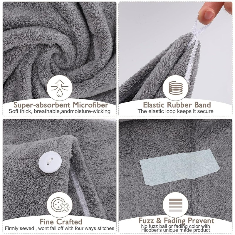 OWLMATE Pack of 4 Microfibre Hair Towels, Microfibre Towels, Hair