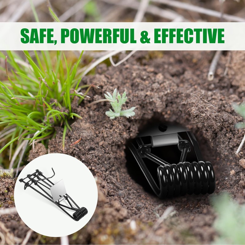8 Pack Mole Gopher Traps for Outdoor Lawn and Garden,