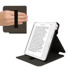 kwmobile Cover Compatible with Kobo Libra Colour Case - Stand + Strap - Travel Black/Multicolor