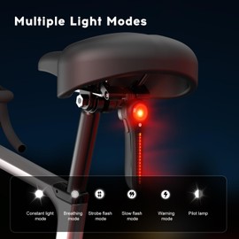 Pilot Taillight for Bikes, Brake Lamp, Light Sensor, 6 Modes, Rechargeable via Type-C Port, IP64 Waterproof, Flow Light