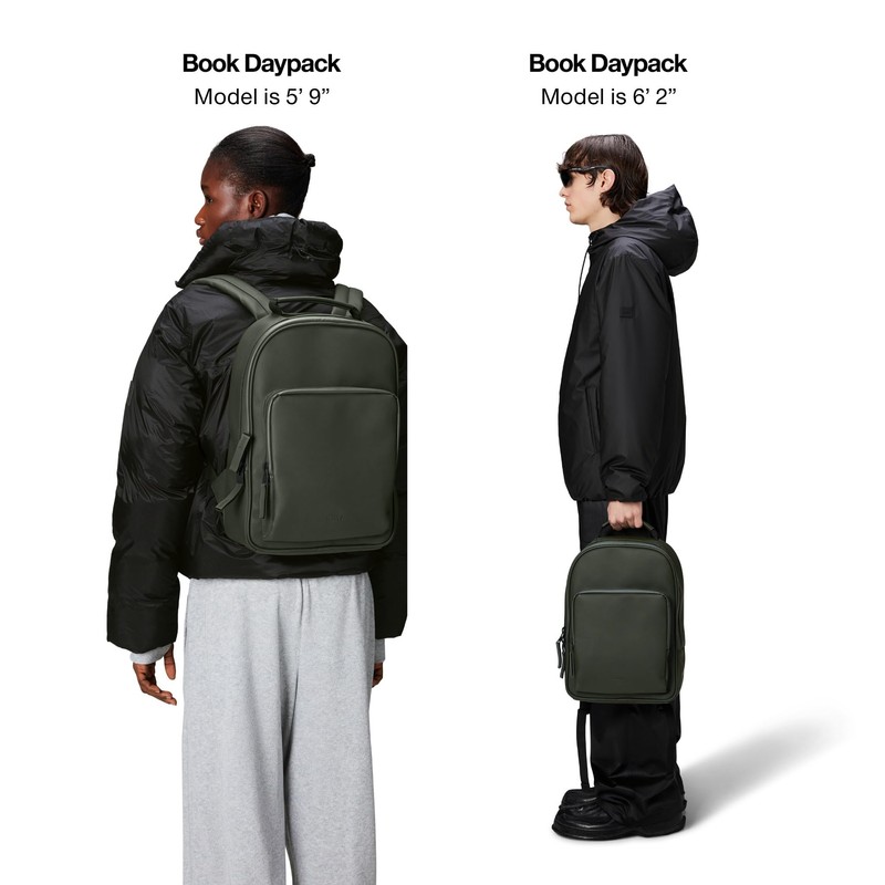 RAINS Book Daypack - Green Laptop Backpack for Men and