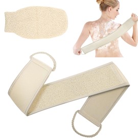 LOPHE Loofah Sponge Back Scrubber, 2 Pieces Back Scrubber for Shower, Natural Loofah with Bath Glove, Back Scrub, Washcloth, All-Round Cleaning, Body Care