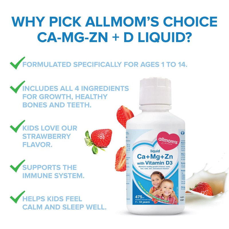 ALLMOM'S Kids Multivitamin - Calcium, Magnesium, Zinc with Vitamin D,