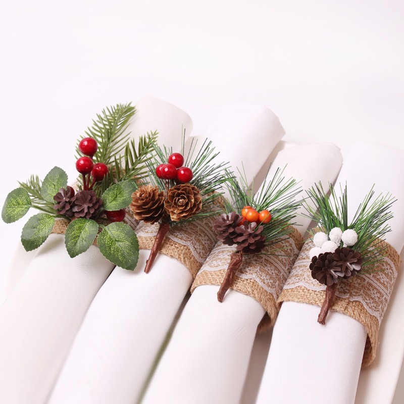 Pinecone Napkin Rings Sweet Reusable Christmas Napkin Holders Table Decor
