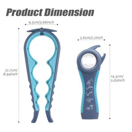 2 Pack Jar Openers - 5 in 1 Bottle Opener Kit, Non-Slip Can Opener, Ring Pull Can Open Kit, Multi Function Kitchen Accessory for Weak Hands, Elderly