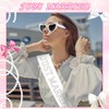 CIEHER Just Married Pearl Bride Sash and Bride Heart Shaped