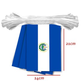 30 PCS El Salvador Flag String,32 FT Salvadoran Bunting,Salvadorian Decoration Banner for Outdoor Indoor Patio Yard Decor