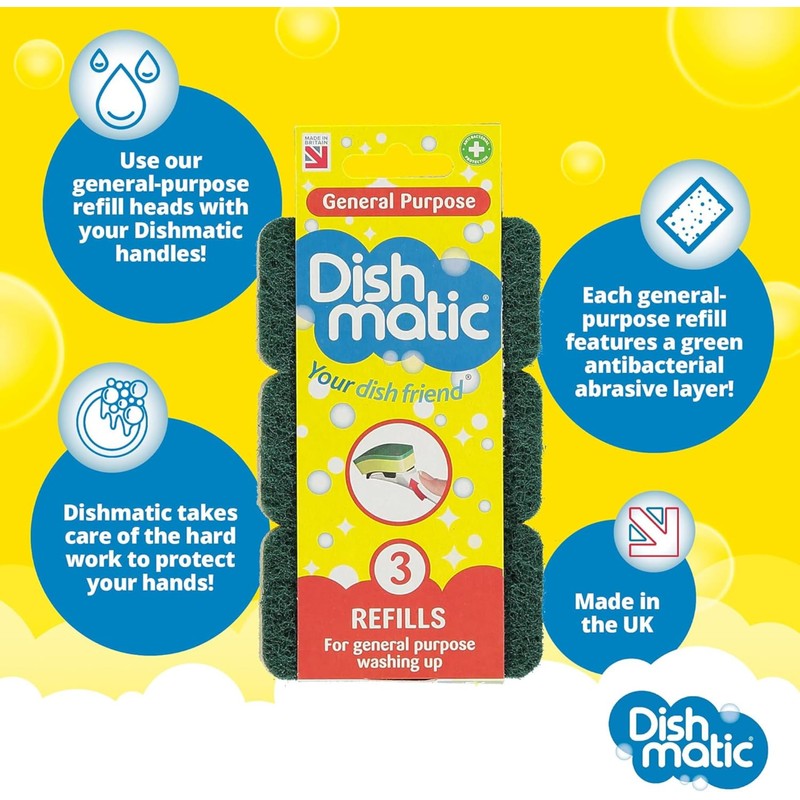Dishmatic Refill Sponges 27 Pack – Green Washing Up Sponge