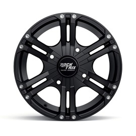 RockTrix RT101 15in Wheel 15x7 4x137, 4+3 Offset, ATV UTV SxS Rim, Compatible with Can Am Commander Max Defender Max Pro Maverick X3 Maverick Trail, 4/137 Matte Black