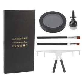 Microblading Eyebrow Mapping Kit Stainless Steel Eyebow Ruler Mapping String Brow Paste Makeup Tool with 2 Brushes Black