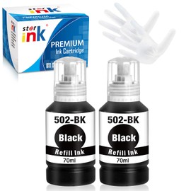st@r ink 502 Pigment Compatible Ink Bottle Replacement for Epson 502 Black T502 for EcoTank ET-2760 ET-2750 ET-3760 ET-4760 ET-3750 ET-4750 ET-3830 ET-2850 ET-3850 ET-4850 ET-15000 Printer(2 Packs)