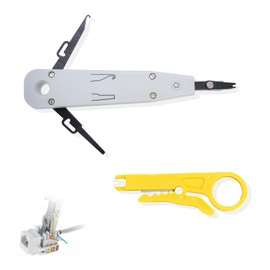 Weilin Punch Down Tool, Ethernet Punchdown Tool with Wire Stripper Combo for RJ45 Cat5 Cat6 Cat7 and Telephone Cable Terminal Insertion Tools with Wire Stripper Combo