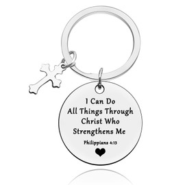 Christian Keychain Religious Keyring Gifts Bible Verse Jewelry Gift for Daughter Son Sister Husband Wife Friends Confirmation Baptism Thanksgiving Birthday Inspirational Gifts for Teens