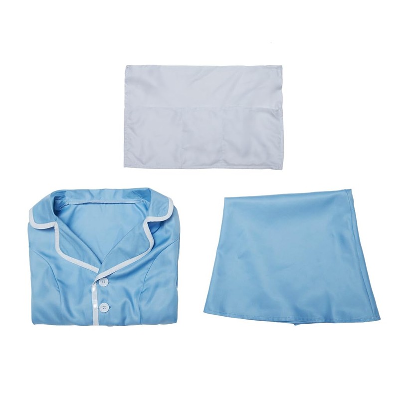 iSHOWcos Musical Waitress Cosplay Costume Women Blue Maid Dress Uniform