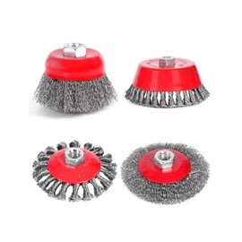 Wire Brushes for Angle Grinders M14 Flex Steel Disc Brush for Cleaning and Sanding Work (Cup Brush 75mm, Round Brush 100mm)