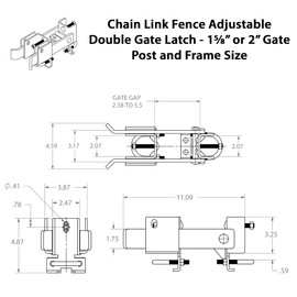 Chain Link Fence Commercial Double Gate Latch 1-5/8" or 2" Frame | Strong Arm Double Gate Latch for Swing Gates