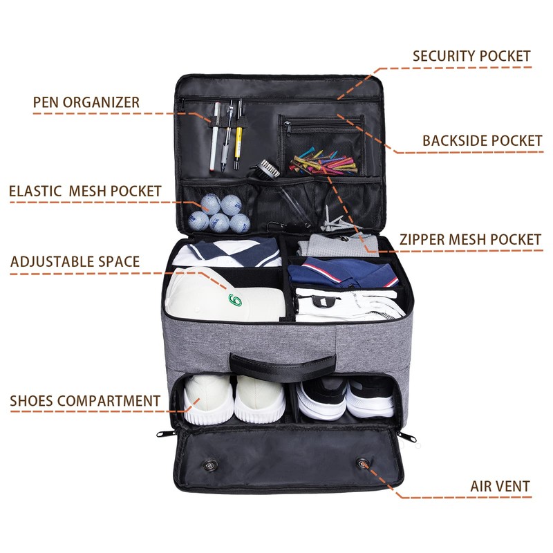 MAQTOIZ Golf Trunk Organizer 2 Layer, Car with Ventilated Compartment