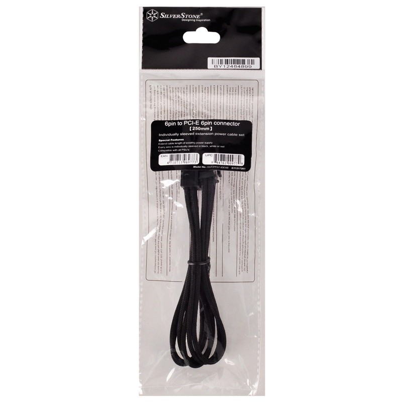 SilverStone SST-PP07-IDE6B - 25cm 6pin to PCI-E 6pin Sleeved Extention