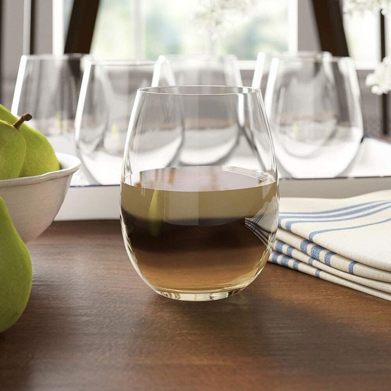 Stemless Wine Glass, Red & White 15oz Stemless Wine Glass