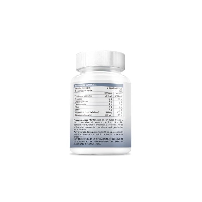 Bio Bisglicinato Magnesio 1500 Alta Absorción Glicina Quelado Apoyo Sueño