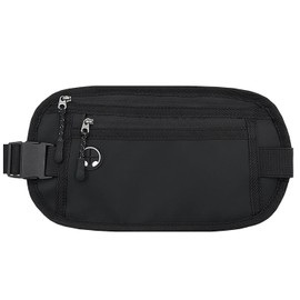 Hopsooken Travel Money Belt: Waist Pack for Running and Cycling, Rfid, Comfortable, Durable and Lightweight Hidden Travel Passport Wallets.(Newblack)