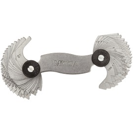 Mitutoyo 188-151, Screw Pitch Gage, 4 - 42 TPI and 0.4 - 7mm, 51 Leaves, Inch/Metric Black